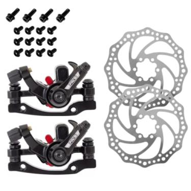 Imagem de Kit De Pinça Freio A Disco Mecânico Para Bike Bicicleta 160mm Paco Com Pastilha Quadrada Aro 26-29