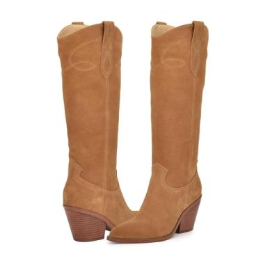 Imagem de Nine West Bota de cano alto feminina SmashKnee, Camurça natural média, 42