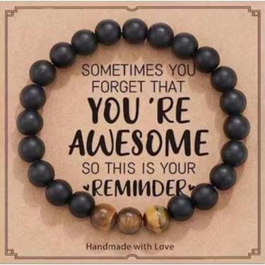 Imagem de Pulseiras de contas presentes para marido, namorado, irmão, homens, pulseira natural elástica feita à mão, pulseiras de amizade, One Size, Vidro, Sem Pedra Preciosa