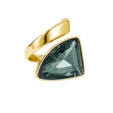 Imagem de Anel de cristal austríaco delicado geométrico grosso zircônia cúbica triângulo expansível aberto envoltório anéis de compromisso de noivado anéis grossos anúncios ajustáveis ajuste confortável