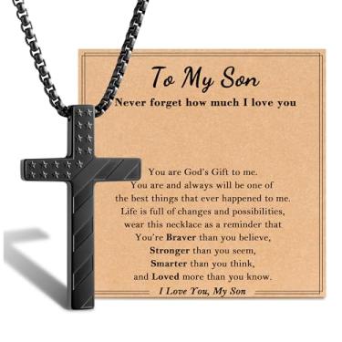 Imagem de Tarsus Colar de cruz para filho/irmão, design da bandeira americana, joias cristãs, presentes para Natal, aniversário, dia dos namorados, Páscoa, average, Aço inoxidável, Sem Pedra Preciosa