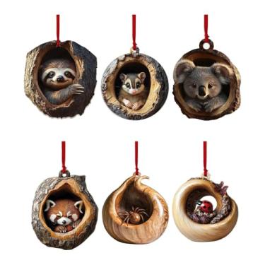 Imagem de MotiveTech Decorações suspensas planas em acrílico 2D, enfeite de árvore de Natal, ornamento de animal para parede, decoração de inauguração de casa e festas, Style a