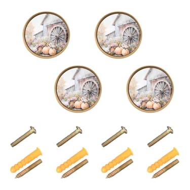 Imagem de xigua 4 maçanetas de armário de madeira antigas em aquarela redondas de zinco sólido, puxadores decorativos de 3,5 cm para armário de banheiro, cômoda, armário e guarda-roupa