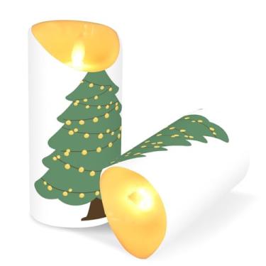Imagem de ATTX Pacote com 2 velas sem chamas de estrela de árvore de Natal – Velas de pilar de LED de 7,6 cm x 9,9 cm com controle remoto e temporizador para casa, casamento, decoração de acampamento #257