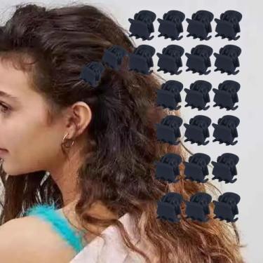 Imagem de 20 peças de mini grampos de cabelo, pequenos grampos de cabelo para mulheres, clipes de grampo multifunções de plástico, acessórios de cabelo, presentes (preto brilhante, 1,8 x 1,5 x 1,2 cm)