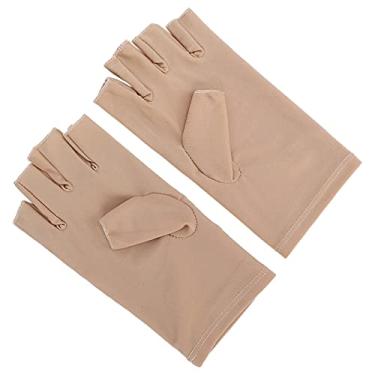 Imagem de Luqeeg Luvas Profissionais de Fibra de Algodão para Arte Em Unhas, Leve, Meio Dedo, Gel, Manicure, para Lâmpada de Unhas, Caminhadas, Direção, 1 par (Bege)