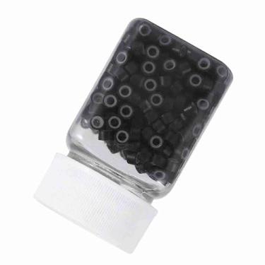 Imagem de Generic 500 Peças de Anéis de Extensão de Cabelo Forrados de Silicone de para Máximo Conforto e Fácil Aplicação para Estilistas e Salões de Beleza, Links de Cabelo de 5 Mm Em 5 Cores (Preto)