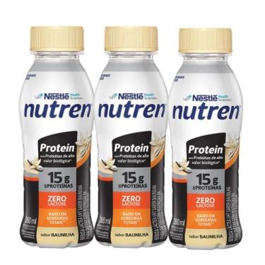 Imagem de Kit 3 Nutren Protein 15g de Proteínas Sabor Baunilha Zero Lactose 260m