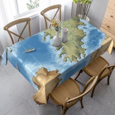 Imagem de ZTPOWQA Toalha de mesa de jantar com estampa de mapa da Grécia, toalha de mesa retangular, impermeável, reutilizável, festa de jantar