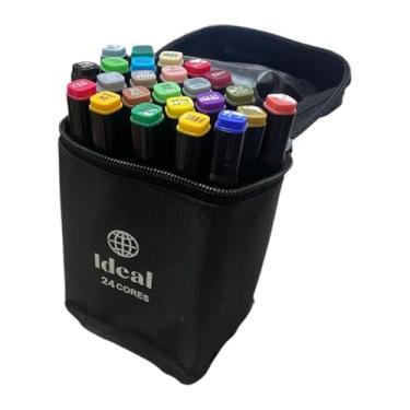 Imagem de Estojo com 24 Canetas de Colorir Hidrográficas Tinta Vibrante, com Zíper, 16x10x8 cm, +3 Anos, 344g