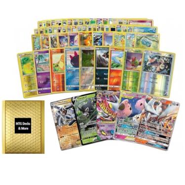 Imagem de Pokémon Compatible 75 Card Lot with Legendary Double Rare or Ultra Rare Card - 5 Rares - Holos - in Gold MTG Decks & More Packaging.