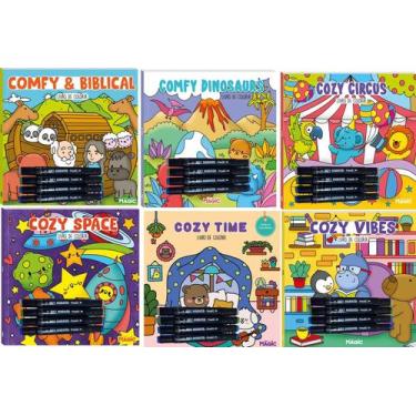 Imagem de Kit 6 Livros + 24 Canetinhas - Cute Comfy Goods Desenhos Fofos e Criat