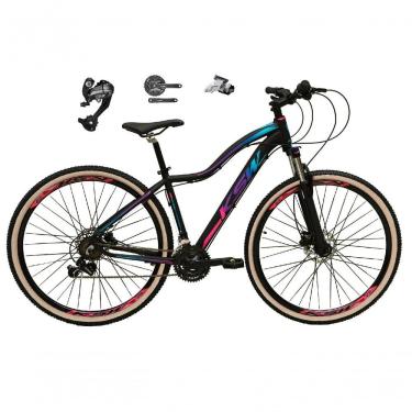 Imagem de Bicicleta Aro 29 Ksw Mwza Feminina Câmbios Shimano Altus 27v Freio Hidráulico K7 Garfo C-trava preto-pink-Azul Tam: 1