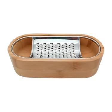 Imagem de Ralador de Queijo Elegante – Inox com Recipiente em Bambu
