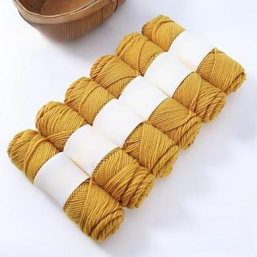 Imagem de Bolas de fio de mistura de lã média - fio de tricô macio à mão para cachecóis, suéteres e projetos de malha, durável e quente (amarelo)