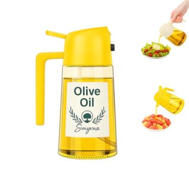 Imagem de Pulverizador de azeite de oliva de vidro 470 ml – Dispensador de óleo 2 em 1 e frasco de spray para cozinhar, controle de porções, salada, fritadeira a ar, churrasco – à prova de vazamento, garrafa de