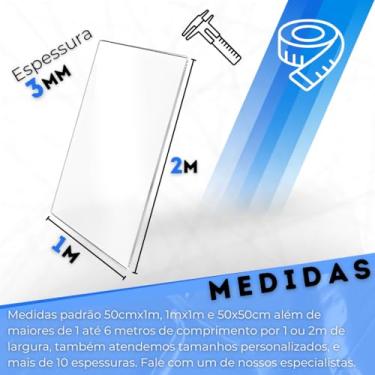 Imagem de Chapa Placa Policarbonato Compacto Cristal 3mm 100x200cm Proteção Proteção UV Folha Pergolado 2 metros por 1 metro Proteção Máquinas Decoração Segurança Anti Impacto 1000x2000mm | 2x1 | 1,0m x 2,0m