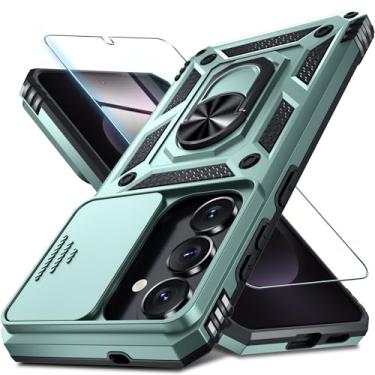 Imagem de Janmitta Compatível com Samsung Galaxy S26 capa de lente de câmera deslizante embutida + protetor de tela + suporte de anel de dedo, capa de telefone de corpo inteiro resistente à prova de choque