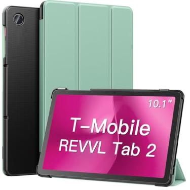 Imagem de MoKo Capa para tablet T-Mobile Revvl Tab 2 2025 de 10,1 polegadas, capa de couro leve e fina com suporte completo com três dobras com despertar/hibernar automático para tablet Revvl Tab 2 lançado em
