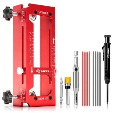Imagem de Saker Conjunto de lápis de dobradiça de porta e furo profundo, dobradiças de portas de liga de alumínio, gabarito de dobradiça de batente de portas ajustáveis, cabe dobradiças de porta de 6,3 cm a
