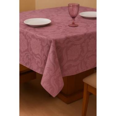 Imagem de Toalha de Mesa Jacquard Retangular Luxo para 4 6 ou 8 Lugares – Tecido Elegante Durável e Fácil de Limpar (Marsala,4 Lugar 1,40x1,40)