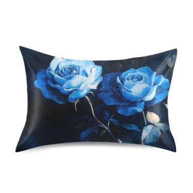 Imagem de JUZIHAI Linda fronha de cetim rosas, fronha de seda suave e fresca, fronha de seda com fecho de envelope macio e respirável para cabelo e pele, tamanho padrão 51 x 66 cm x 1