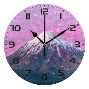 Imagem de JUZIHAI Relógio de parede com montagem do pôr do sol, silencioso, sem tique-taque, relógios de parede redondos operados por bateria, fácil de ler, relógio decorativo de parede para casa, cozinha, sala