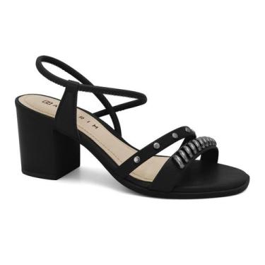 Imagem de Sandália Ramarim Feminina Salto Bloco Pedrarias Conforto Original -, P