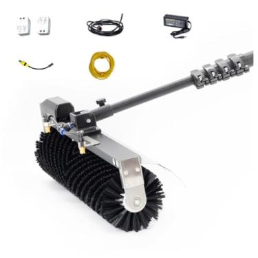 Imagem de SPXMQSS Escova de limpeza de painel solar escova telescópica de lavagem telescópica escova de lavagem telescópica com conexão de água vassoura de água com cabo telescópico escova telescópica para