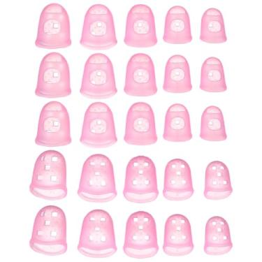 Imagem de PATIKIL Pontas de dedo de borracha, 5 tamanhos, 40 peças, protetor de dedo de guitarra de silicone, acessórios de tricô para costura manual de papel, classificação de dinheiro, contagem de guitarra