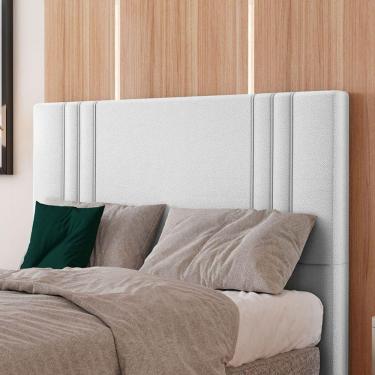 Imagem de Cabeceira Estofada Queen 160 Cm Diamante Corino Branco