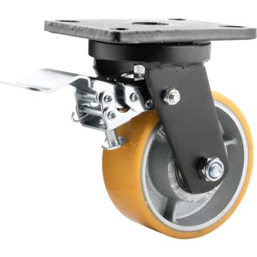 Imagem de Rodizio Giratório Com Freio 5'' Pu+ferro Industrial Vonder