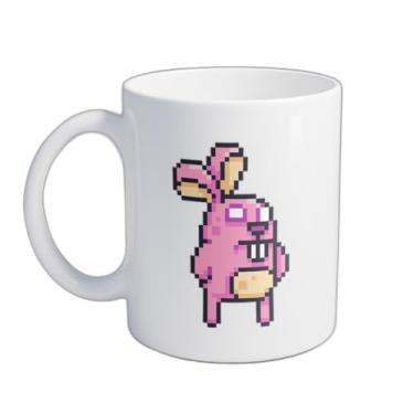 Imagem de Caneca Xícara de Café Porcelana 300ml com Desenho de Coelho Rosa