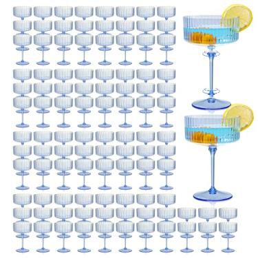 Imagem de XUWAIDSGN 12 peças de taças de champanhe martini 255 g com aro dourado removível dourado cupê copos de martini rosa conjunto de copos de plástico Mimosa vintage cupê para aniversário de casamento (100