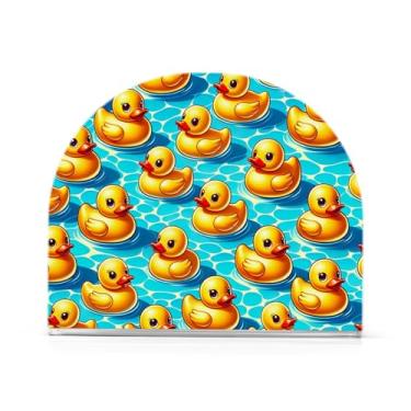 Imagem de Dispensador de guardanapos de piscina azul patos, suporte de guardanapo de almoço acrílico para mesas, suporte de guardanapo de pé para jantar cozinha restaurante decoração de casa acessórios de bar