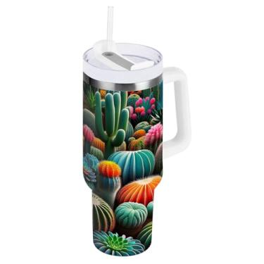 Imagem de Copos com isolamento duplo de 850 g com canudo e alça, copos coloridos de viagem com isolamento térmico