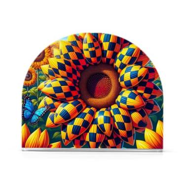 Imagem de Porta-guardanapos de almoço de acrílico para girassóis xadrez, porta-guardanapos para festas, porta-guardanapos de bar para guardanapos de papel de jantar