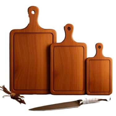 Imagem de Kit 3 Tábuas de Carne em Madeira para Cozinha e Churrasco Cortar e Servir