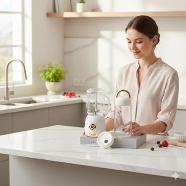 Imagem de Mini Liquidificador Portátil Recarregável USB Suco Shake Smoothie