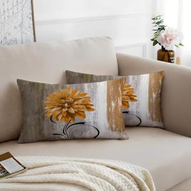 Imagem de Miuyunya Capa de almofada decorativa marrom café arte 30,5 x 50,8 cm, conjunto de 2 fronhas para sofá, quarto, sala de estar, casa de fazenda, decoração de casa