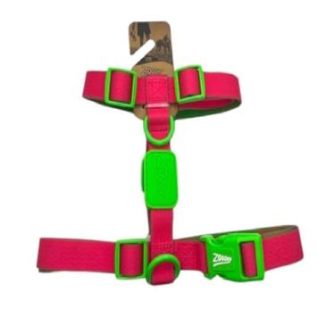 Imagem de Peitoral H Ajustável para Cães Acqua Wave Rosa e Verde