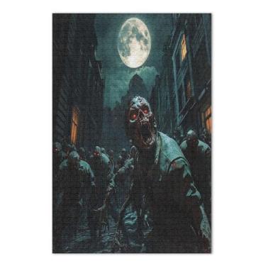 Imagem de Quebra-cabeças Zombie Crowd Dark Street 500 para adultos, quebra-cabeças exclusivos para adultos, jogos para noite de jogos em família
