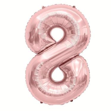 Imagem de 1 balão numérico metálico rosa de 81 cm - folha de alumínio reutilizável, celebrações de aniversário e aniversário, decoração de festa festiva essencial, balões temáticos, balões decorativos