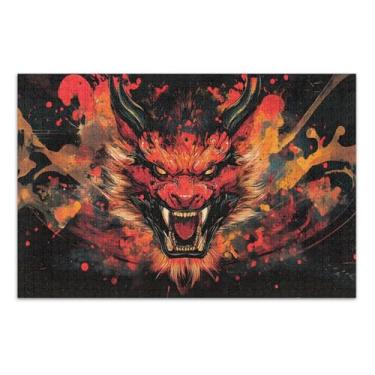 Imagem de Quebra-cabeças Fiery Dragon Red, 1000 peças, jogos de quebra-cabeça para adultos, jogos divertidos para adultos