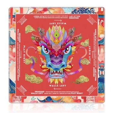 Imagem de NATSUNO Elegant Red Chinese Dragon Mahjong Mat (31.5″x31.5″), Traditional Oriental Chinoiserie Non-Slip Noise Reduction Mahjong Table Mat for American Mah Jong Poker Board Games Card Games Dominoes