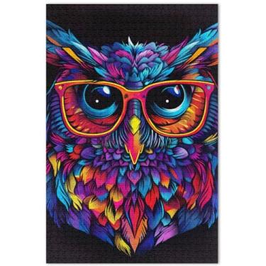 Imagem de Um design gráfico para camiseta de uma coruja quebra-cabeças 500 peças para pintura animal adulto quebra-cabeças divertidos presentes para amantes de quebra-cabeças, 51 x 35 centímetros