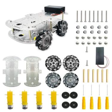 Imagem de DWWTKL DIY Mecanum Wheel Car Kit with Metal Chassis and TT Motor Smart Robot 4WD Omnidirectional Car Educational Kit with Speed Encoder for Arduino/Microbit/Raspberry Pi for Adult Age 15+(Unassembled)
