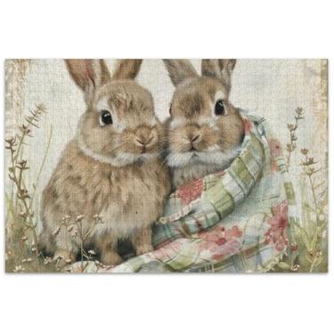 Imagem de Spring Bunnies Arte Adultos Quebra-cabeça 1000 peças divertido brinquedo bobo adulto pintura de arte floral