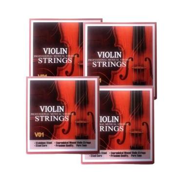 Imagem de Cordas De Violino De Aço Com Núcleo De Prata, Calibre Médio, Conjunto 