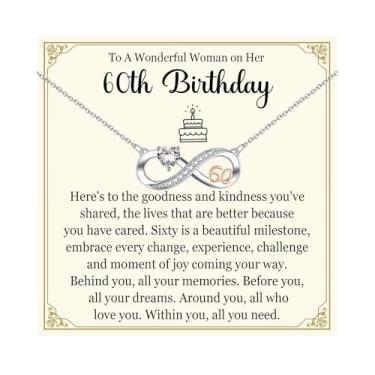 Imagem de DKKV Presentes de aniversário 30, 40, 50, 60, 70, 80 anos, para mulheres, colar e joias, Banhado a latão com ouro 18K, Zircão